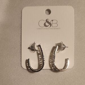 Christopher & Banks Shiny Silver Toned  Hoop Earrings